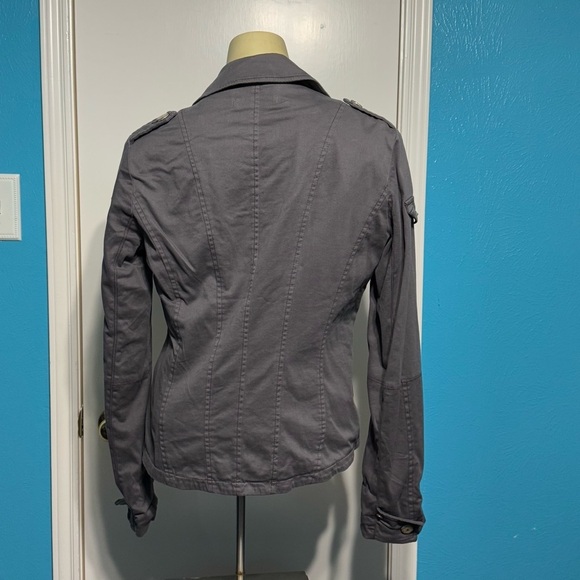 Home Store Mandarin & Mint Women's Gray utility military influence Jacket Medium - Picture 10 of 16